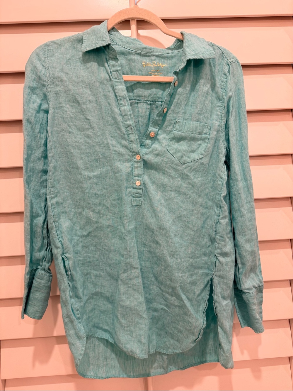 Seafoam Lilly Pulitzer 100% Linen Button-Front Tunic